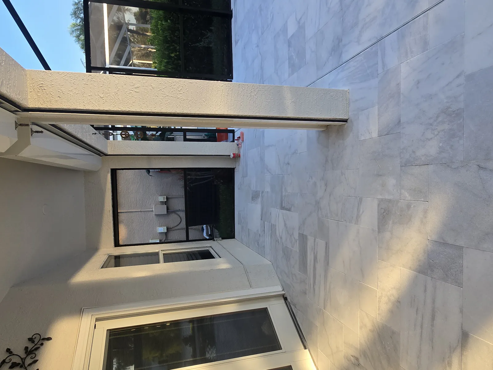 Marble lanai floor after stain removal