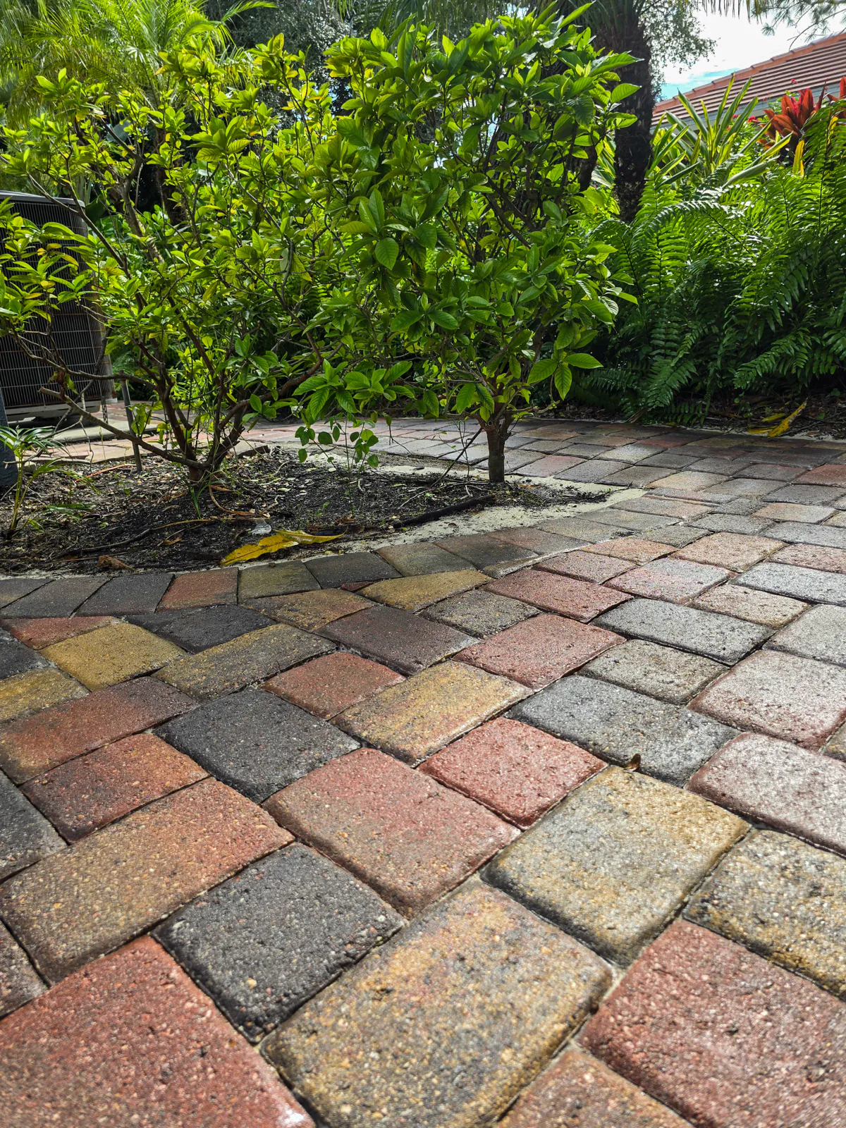Multicolor pavers after low-gloss sealing